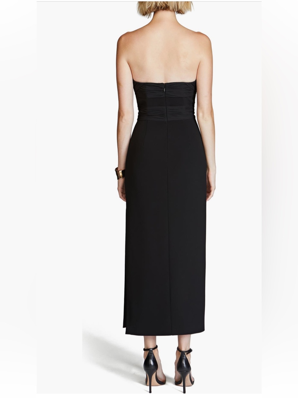 HALSTON Marguerite Strapless Crepe Midi Maxi long Dress Gown black 12 NWT - Picture 2 of 3